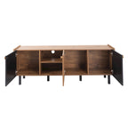 Meuble TV scandinave avec 3 armoires, console multimédia pour TV jusqu'à 70 pouces, meuble de rangement pour salon