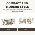 Ensemble de salle à manger rectangulaire moderne Carter avec table en faux marbre et six chaises rembourrées