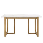 Ensemble de salle à manger rectangulaire moderne Carter avec table en faux marbre et six chaises rembourrées