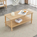 Table basse de 39 pouces avec pieds en hévéa à 2 niveaux