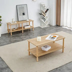 Table basse de 39 pouces avec pieds en hévéa à 2 niveaux
