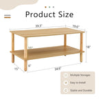 Table basse de 39 pouces avec pieds en hévéa à 2 niveaux