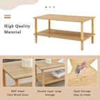 Table basse de 39 pouces avec pieds en hévéa à 2 niveaux