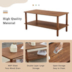 Table basse de 39 pouces avec pieds en hévéa à 2 niveaux