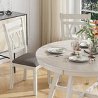 Chaises de salle à manger en bois massif avec assise en tissu de linEnsemble de 2/4/6 chaises de cuisine