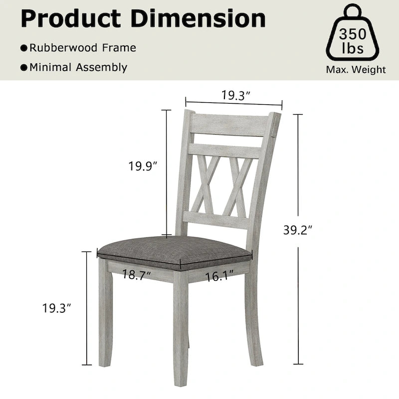 Chaises de salle à manger en bois massif avec assise en tissu de linEnsemble de 2/4/6 chaises de cuisine