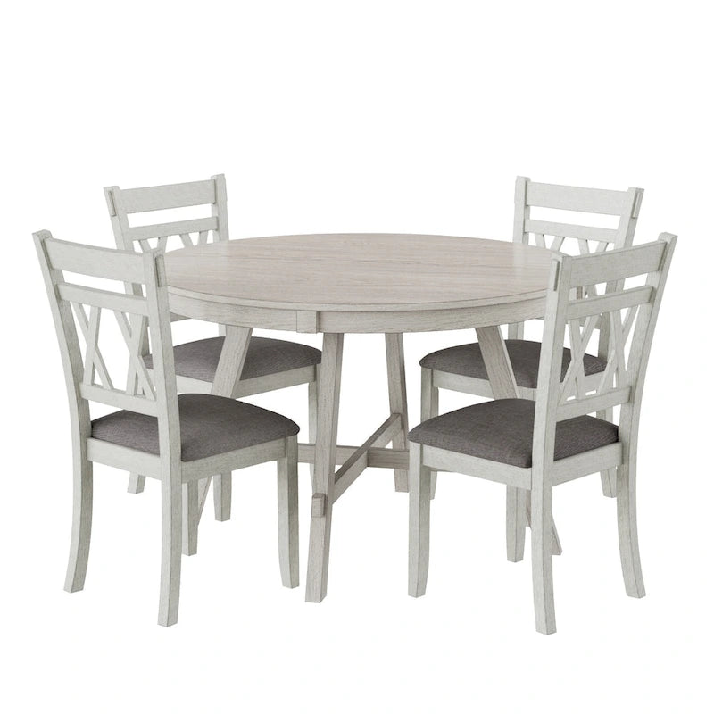 Chaises de salle à manger en bois massif avec assise en tissu de linEnsemble de 2/4/6 chaises de cuisine