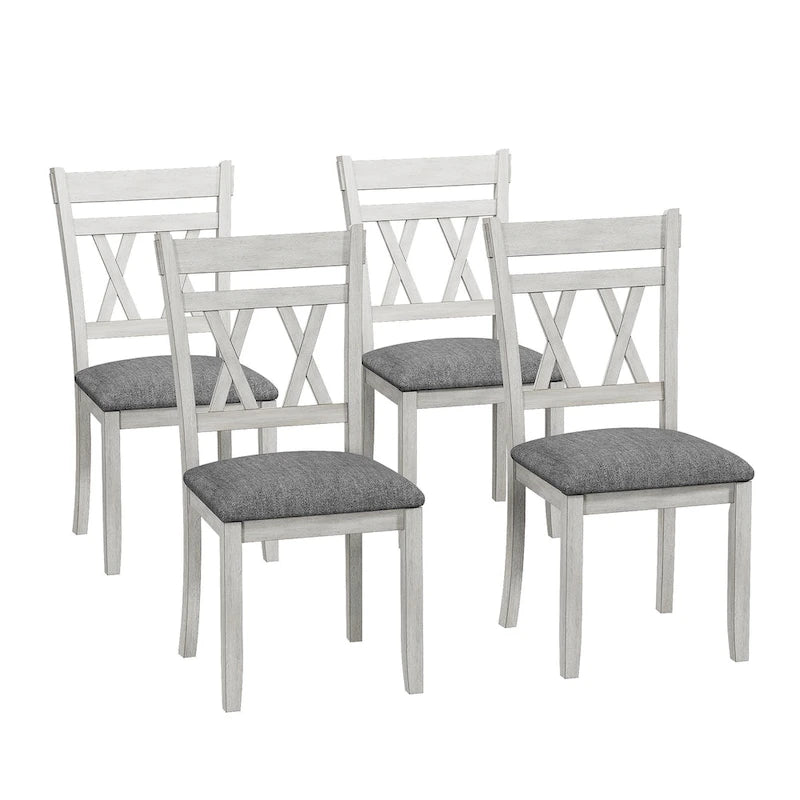 Chaises de salle à manger en bois massif avec assise en tissu de linEnsemble de 2/4/6 chaises de cuisine