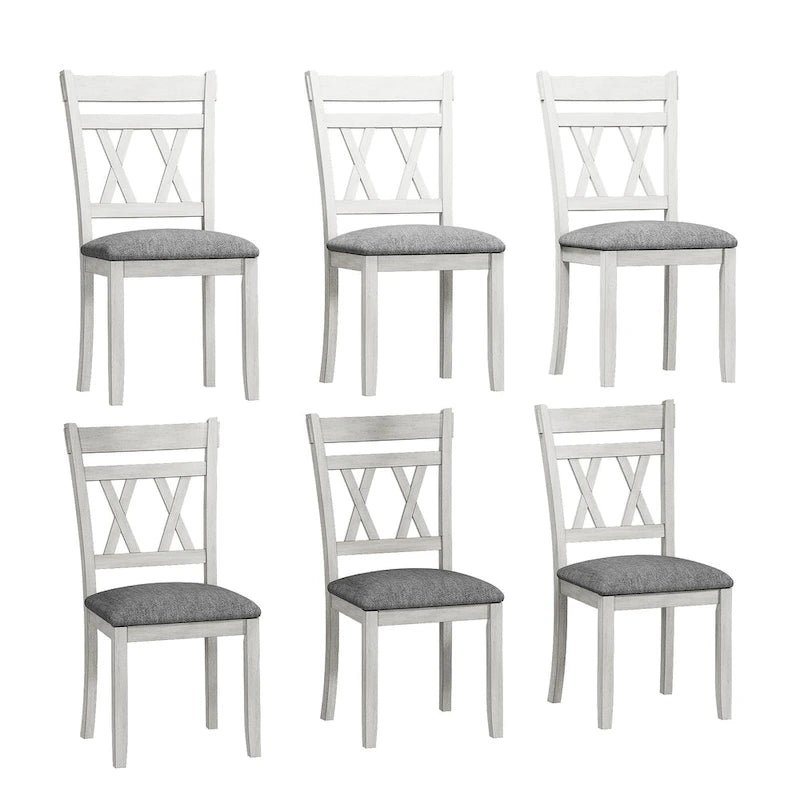 Chaises de salle à manger en bois massif avec assise en tissu de linEnsemble de 2/4/6 chaises de cuisine