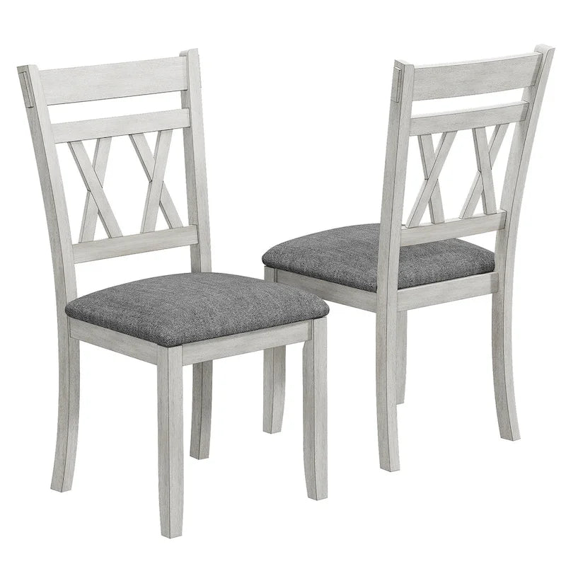 Chaises de salle à manger en bois massif avec assise en tissu de linEnsemble de 2/4/6 chaises de cuisine