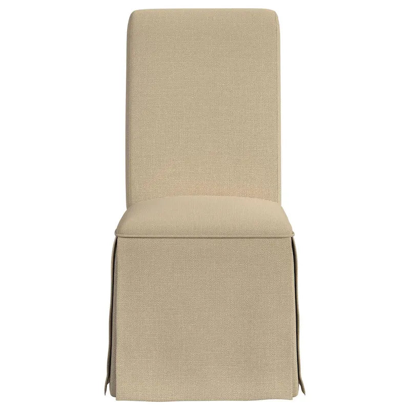 Lot de 2 chaises de salle à manger Shaw, dossier haut à rouleau et base à jupe, beiges