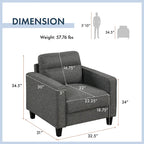 Fauteuil Wystan contemporain à accoudoirs droits avec pieds fuselés en bois massif, fauteuil simple rembourré en tissu par