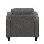 Fauteuil Wystan contemporain à accoudoirs droits avec pieds fuselés en bois massif, fauteuil simple rembourré en tissu par