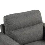 Fauteuil Wystan contemporain à accoudoirs droits avec pieds fuselés en bois massif, fauteuil simple rembourré en tissu par