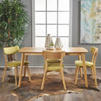 Ensemble de salle à manger rectangulaire 5 pièces en bois Alma Mid-Century par
