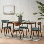Ensemble de salle à manger rectangulaire 5 pièces en bois Alma Mid-Century par