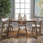 Ensemble de salle à manger rectangulaire 5 pièces en bois Alma Mid-Century par