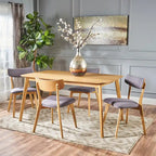 Ensemble de salle à manger rectangulaire 5 pièces en bois Alma Mid-Century par