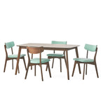 Ensemble de salle à manger rectangulaire 5 pièces en bois Alma Mid-Century par
