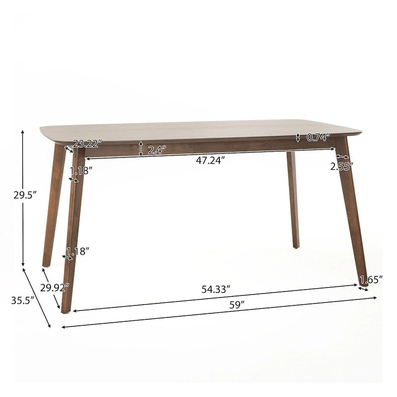 Ensemble de salle à manger rectangulaire 5 pièces en bois Alma Mid-Century par