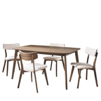 Ensemble de salle à manger rectangulaire 5 pièces en bois Alma Mid-Century par