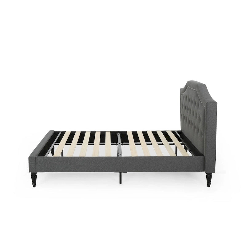 Lit plate-forme Elinor capitonné grand lit de