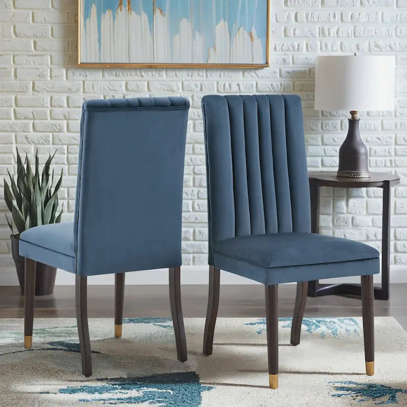 Chaises de salle à manger Noricum en velours à dossier capitonné (lot de 2)