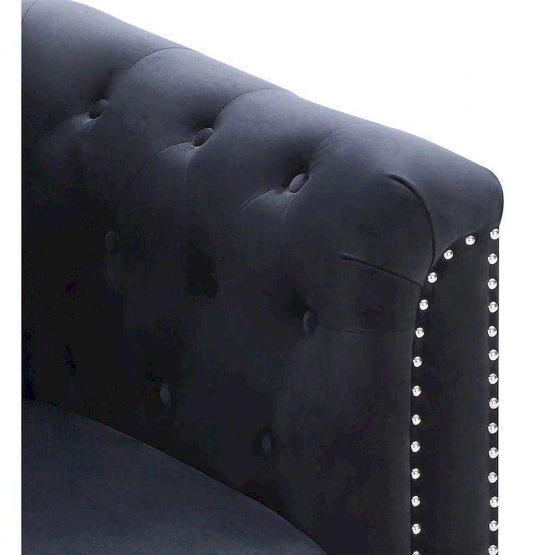 Causeuse capitonnée en velours Pompano