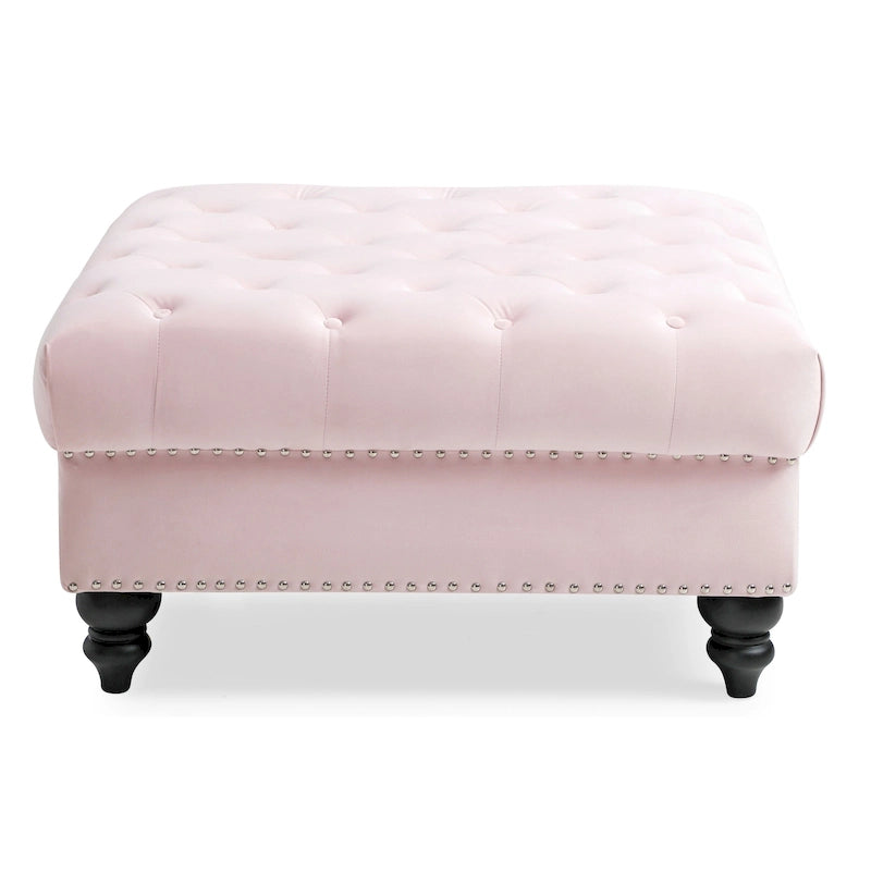 Grand pouf ottoman touffeté Nola Velvet