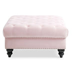 Grand pouf ottoman touffeté Nola Velvet