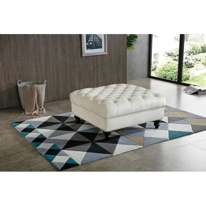 Grand pouf ottoman touffeté Nola Velvet