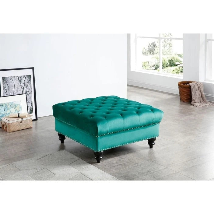 Grand pouf ottoman touffeté Nola Velvet