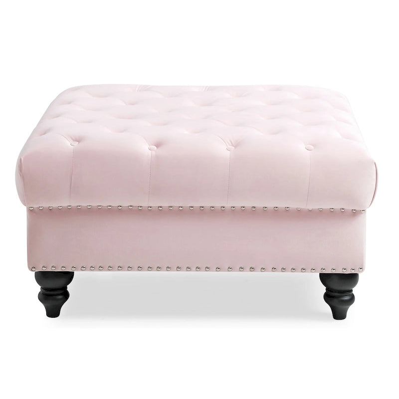 Grand pouf ottoman touffeté Nola Velvet