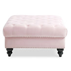 Grand pouf ottoman touffeté Nola Velvet