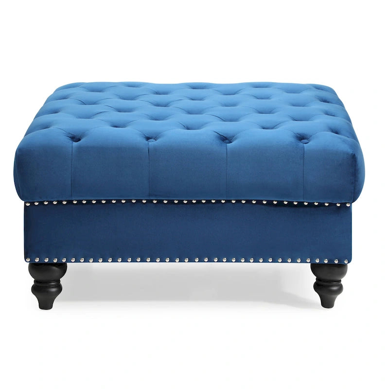 Grand pouf ottoman touffeté Nola Velvet