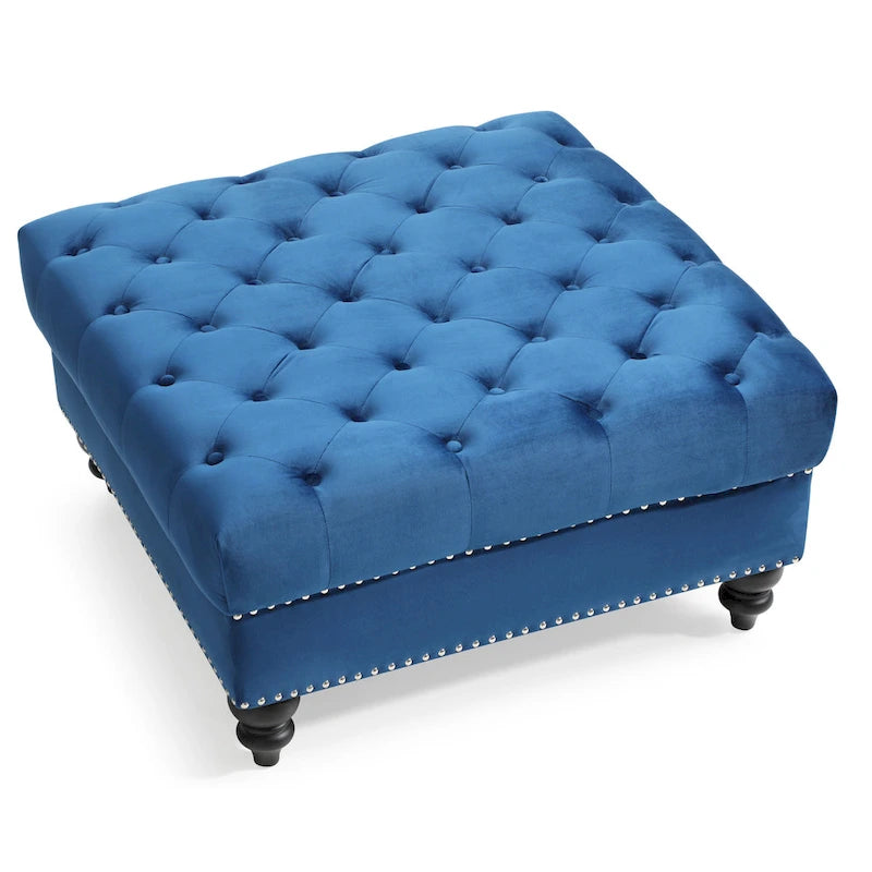 Grand pouf ottoman touffeté Nola Velvet