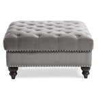 Grand pouf ottoman touffeté Nola Velvet