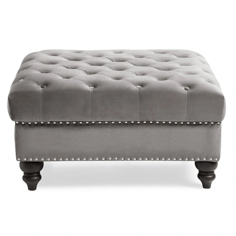 Grand pouf ottoman touffeté Nola Velvet