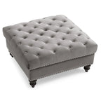 Grand pouf ottoman touffeté Nola Velvet