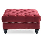 Grand pouf ottoman touffeté Nola Velvet