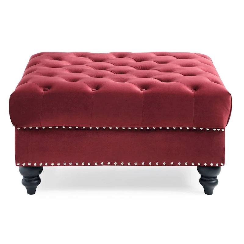 Grand pouf ottoman touffeté Nola Velvet