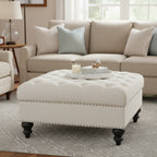 Grand pouf ottoman touffeté Nola Velvet