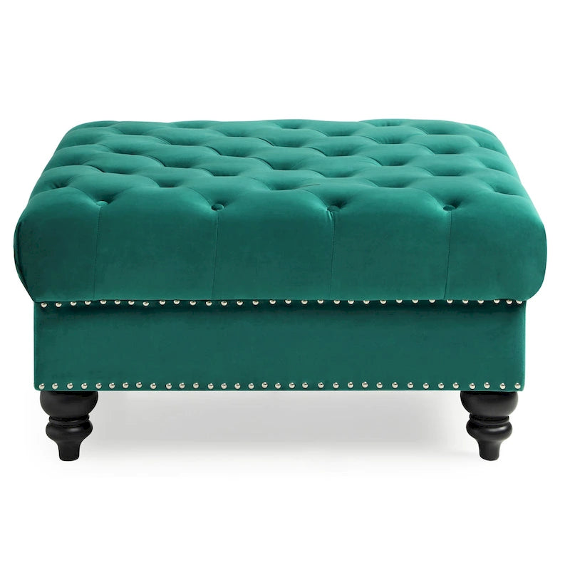 Grand pouf ottoman touffeté Nola Velvet