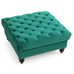 Grand pouf ottoman touffeté Nola Velvet