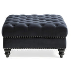 Grand pouf ottoman touffeté Nola Velvet