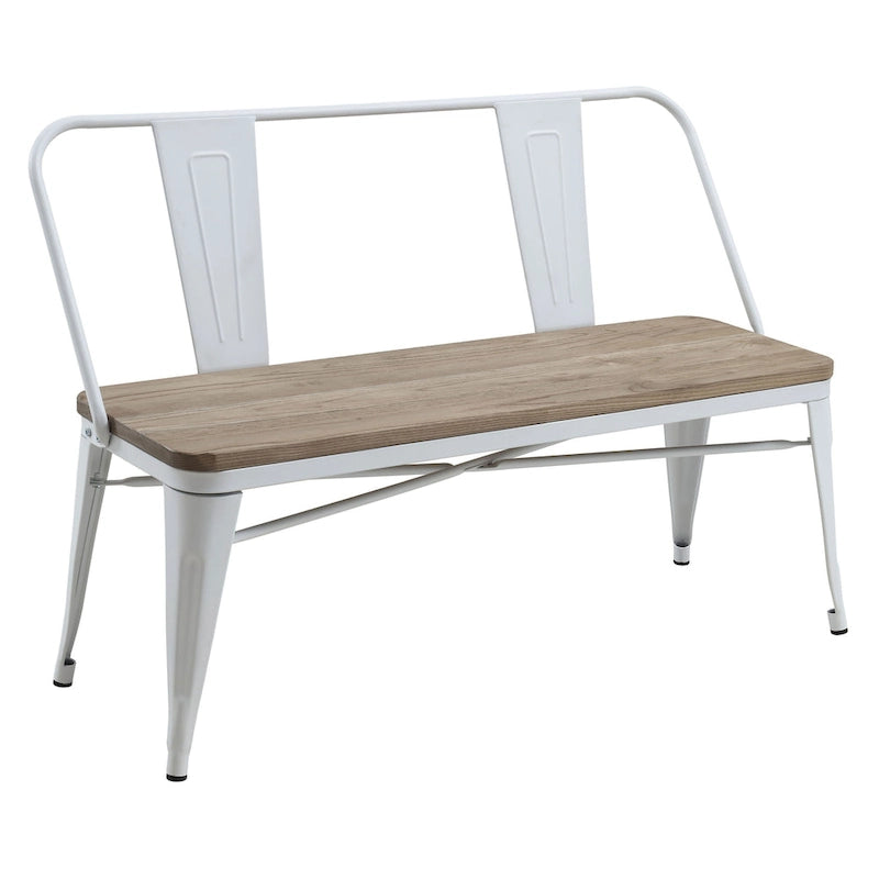 Banc de salle à manger Rish Industrial Metal de 47 pouces avec dossier