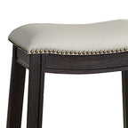 Tabouret de comptoir incurvé en similicuir avec garniture cloutée, lot de 2, gris