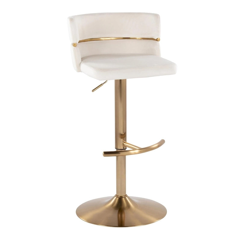 Tabouret de bar réglable Lena avec repose-pieds arrondi en T (Lot de 2)