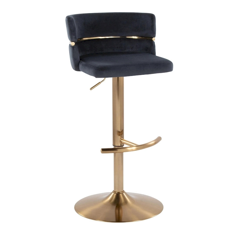 Tabouret de bar réglable Lena avec repose-pieds arrondi en T (Lot de 2)