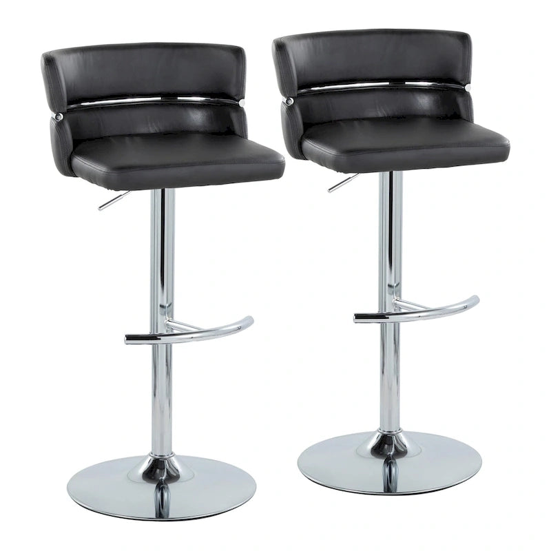 Tabouret de bar réglable Lena avec repose-pieds arrondi en T (Lot de 2)